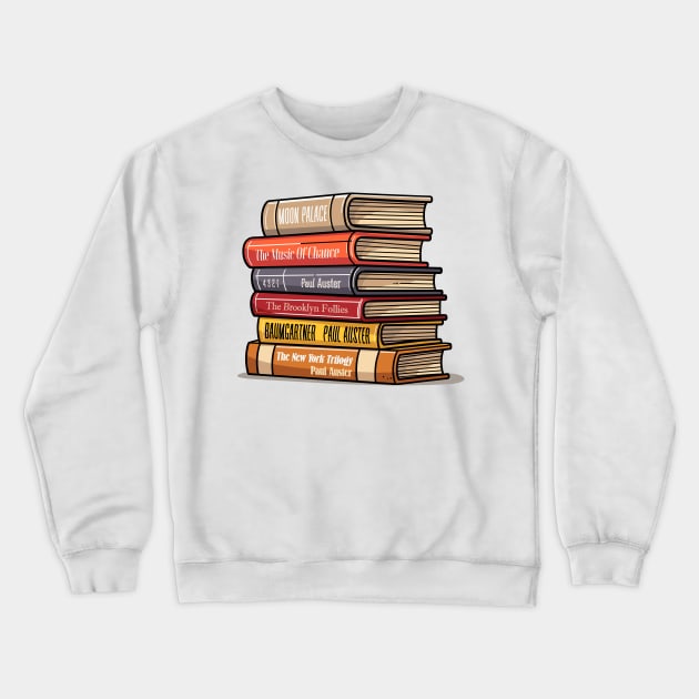 Paul Auster Book Stack - Book Lovers Gift Crewneck Sweatshirt by DankFutura